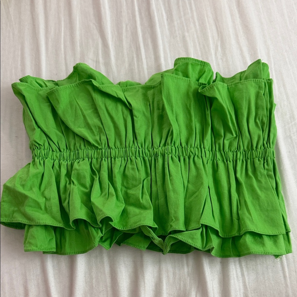 Green Ruffled Tube Top #023